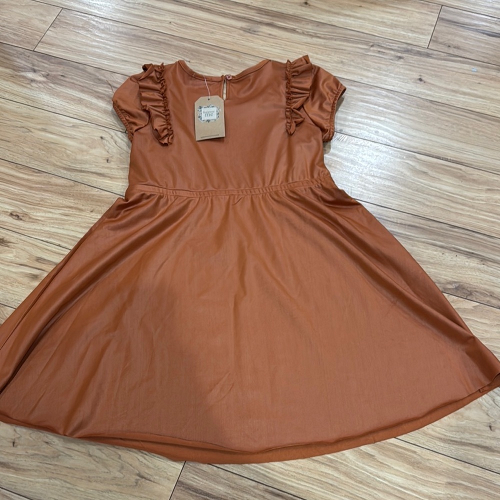 Kids Ruffled Rust Colored Dress - Picture 5 of 5